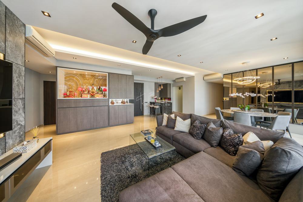 Modern Living Room with TV Console and Feature Wall