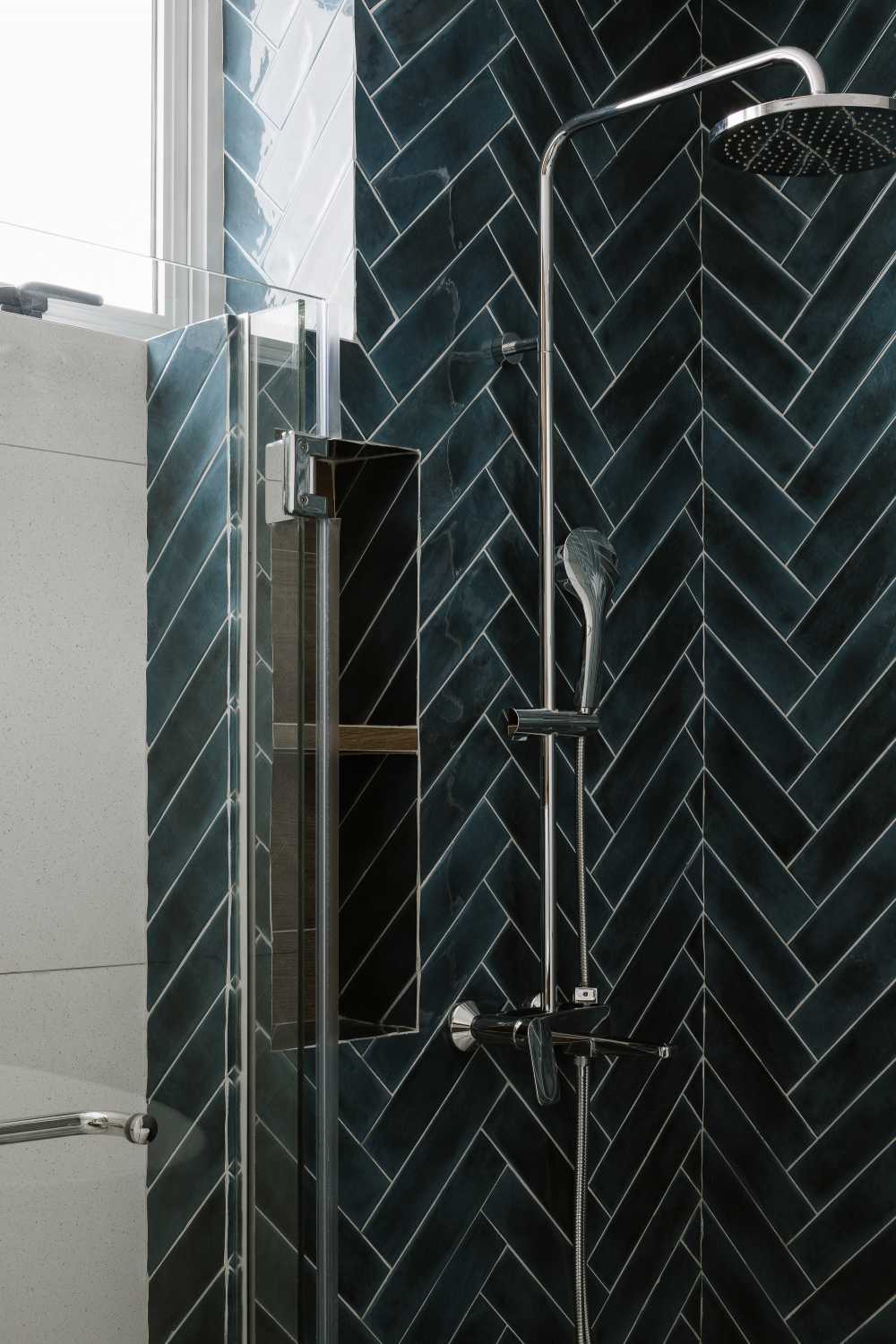Contemporary Bathroom with Feature Wall and Shower Screen