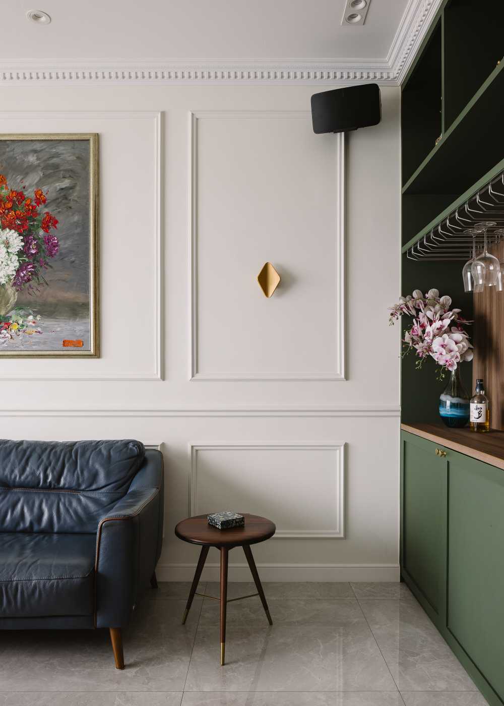 Contemporary Living Room with Feature Wall and Sofa