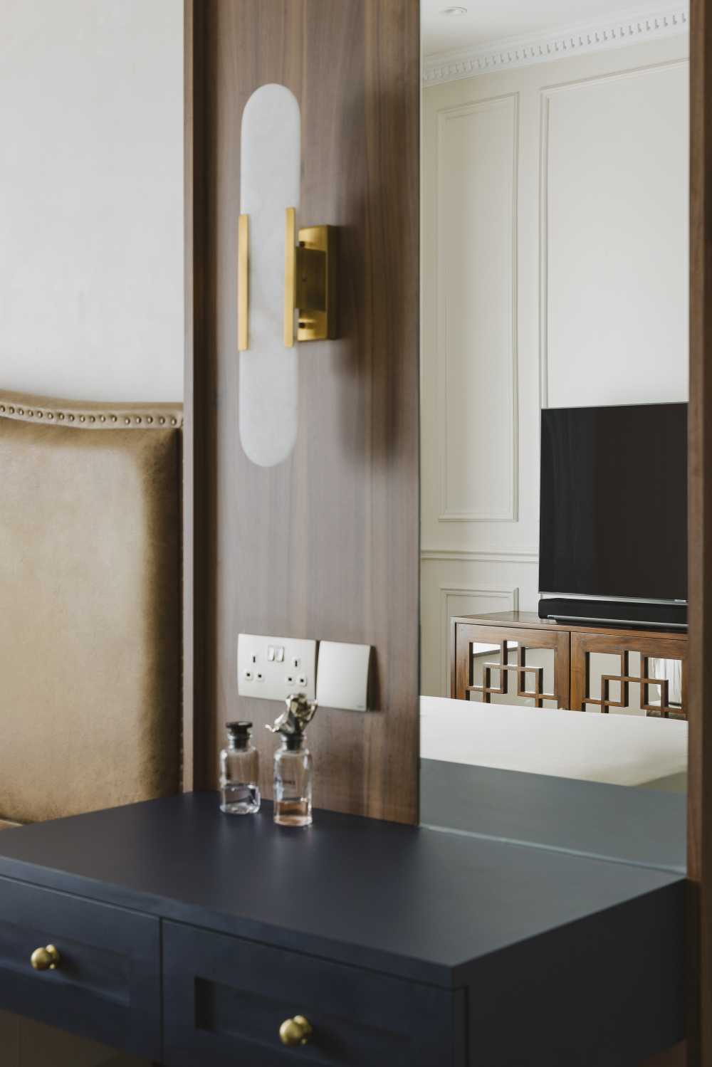 Contemporary Bedroom with Feature Wall and Bedroom Dresser