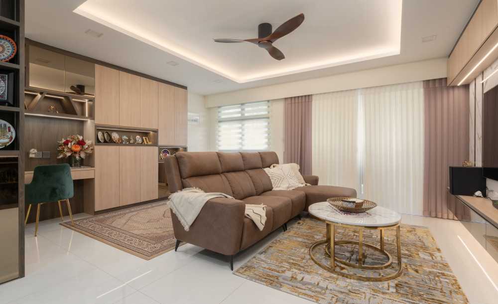 Scandinavian Living Room with Settee and Homogeneous Tiles