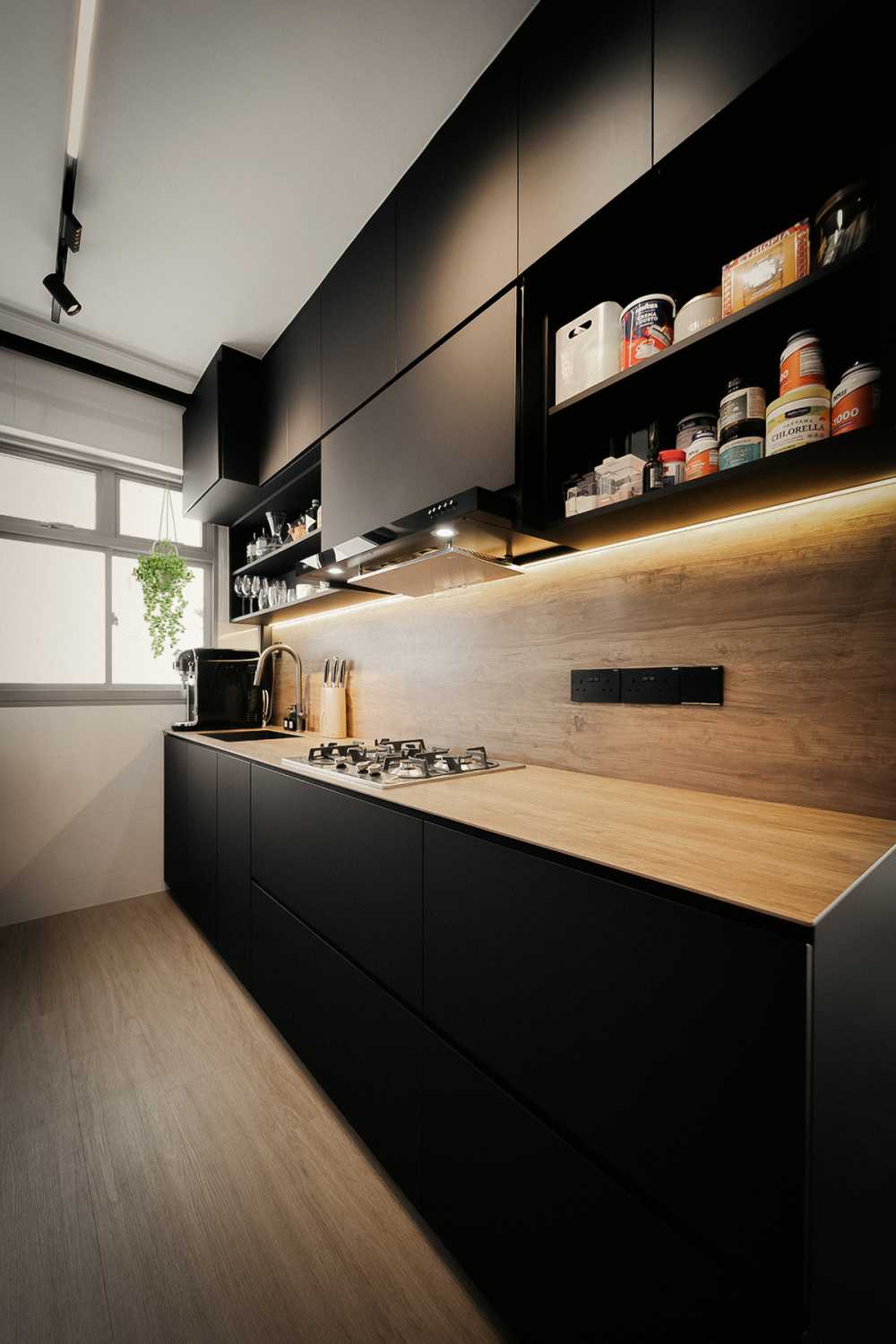 Minimalist Kitchen with Countertop and Vinyl Flooring