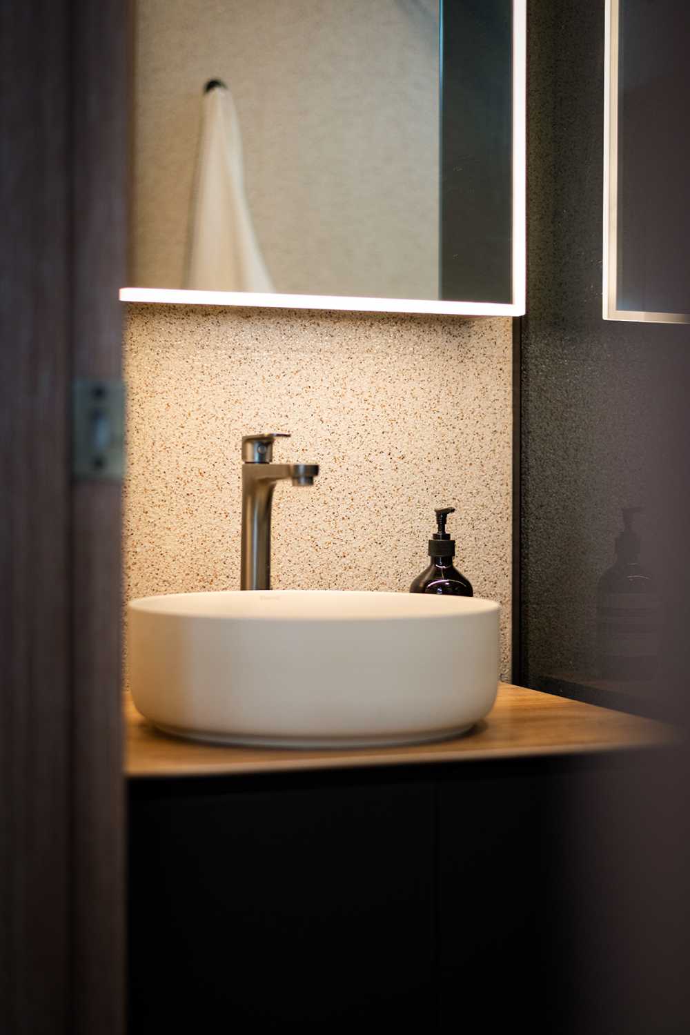 Minimalist Bathroom with Mirror and Bathroom Mirrors