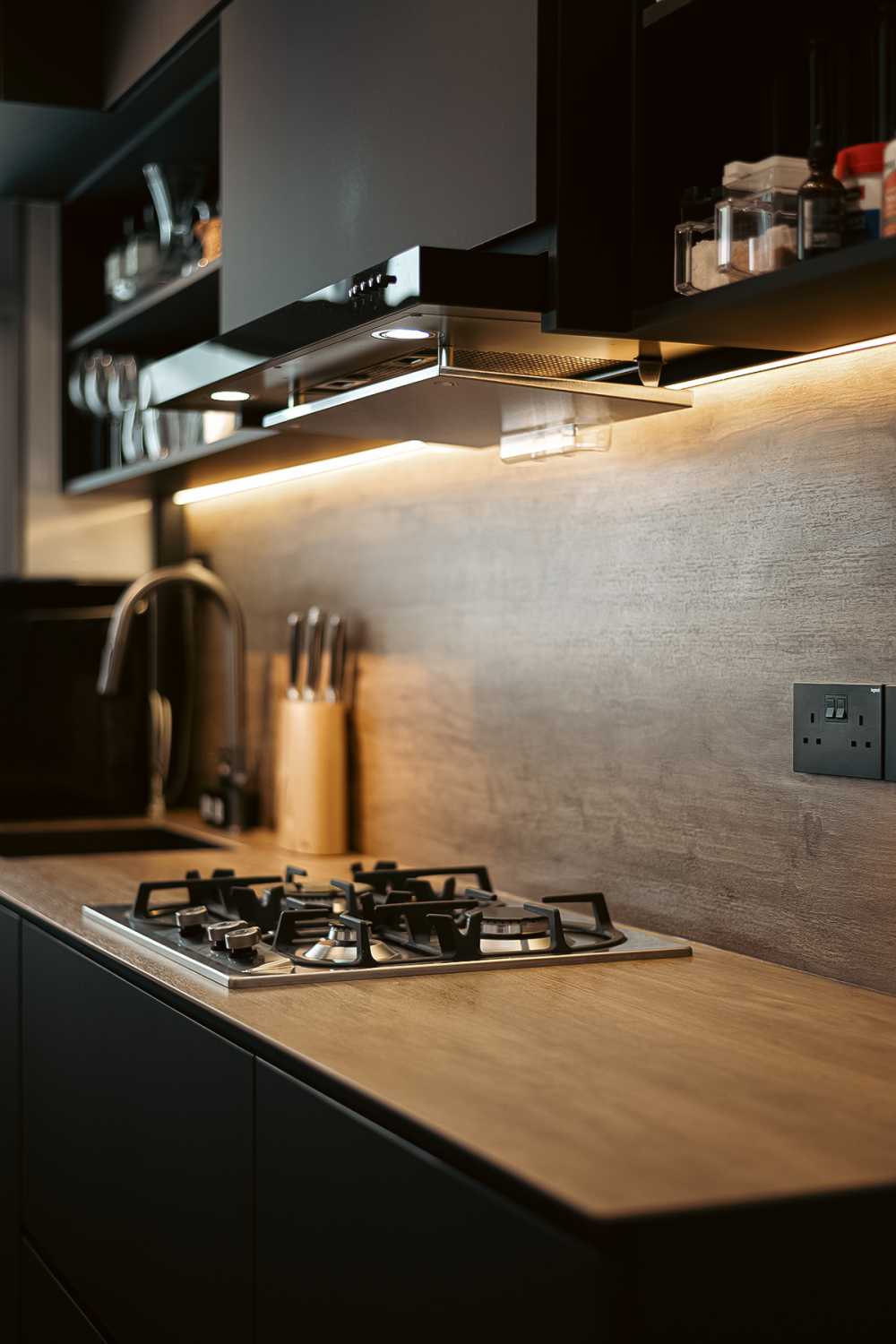 Minimalist Kitchen with Countertop and Kitchen Accessories