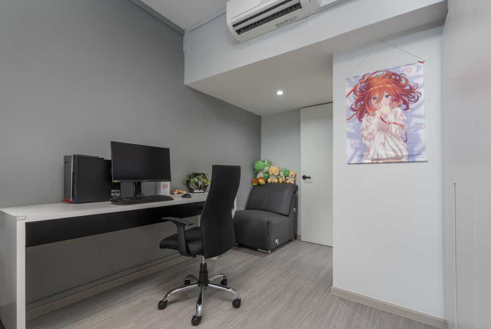 Modern Study with Drop Ceiling and Ceiling Light