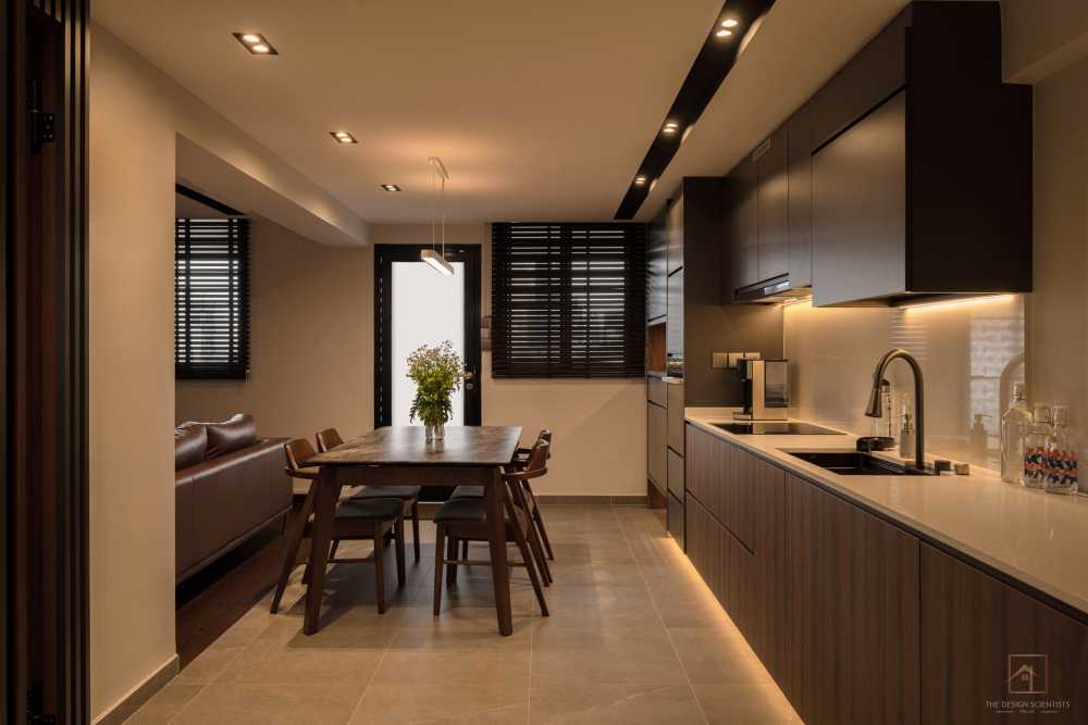 Contemporary Kitchen with Countertop and Homogeneous Tiles