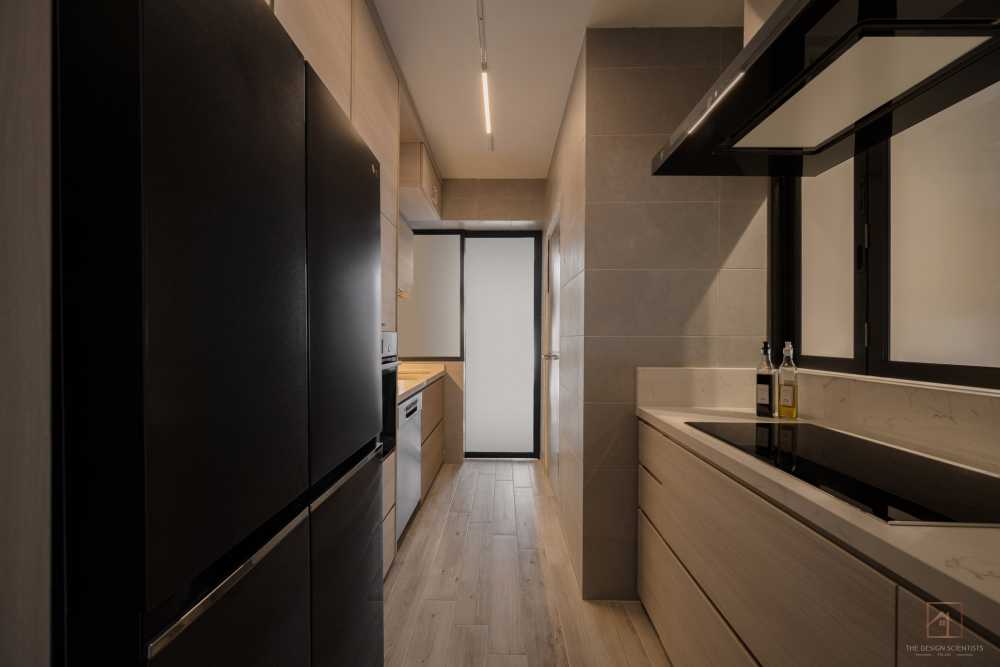 Scandinavian Kitchen with Countertop and Homogeneous Tiles