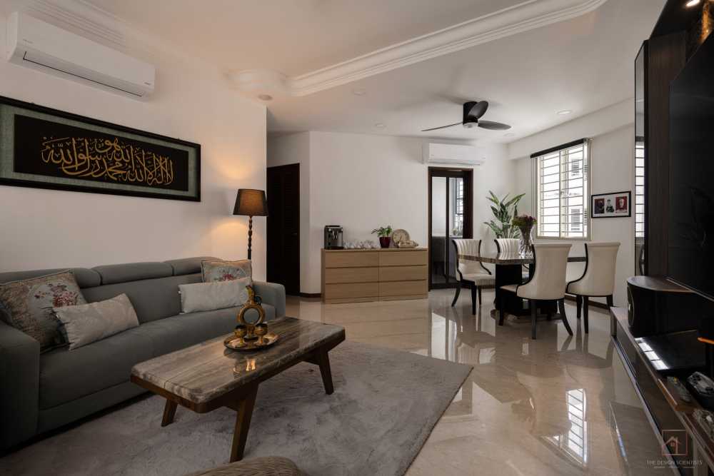 Contemporary Living Room with TV Console and Feature Wall