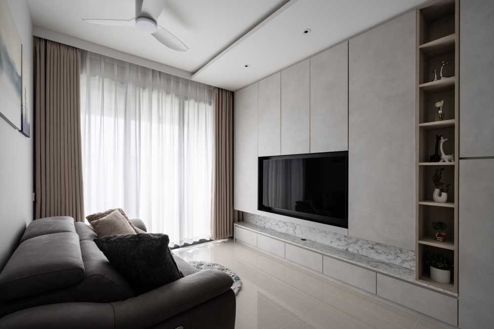 Minimalist Living Room with Feature Wall and Sofa