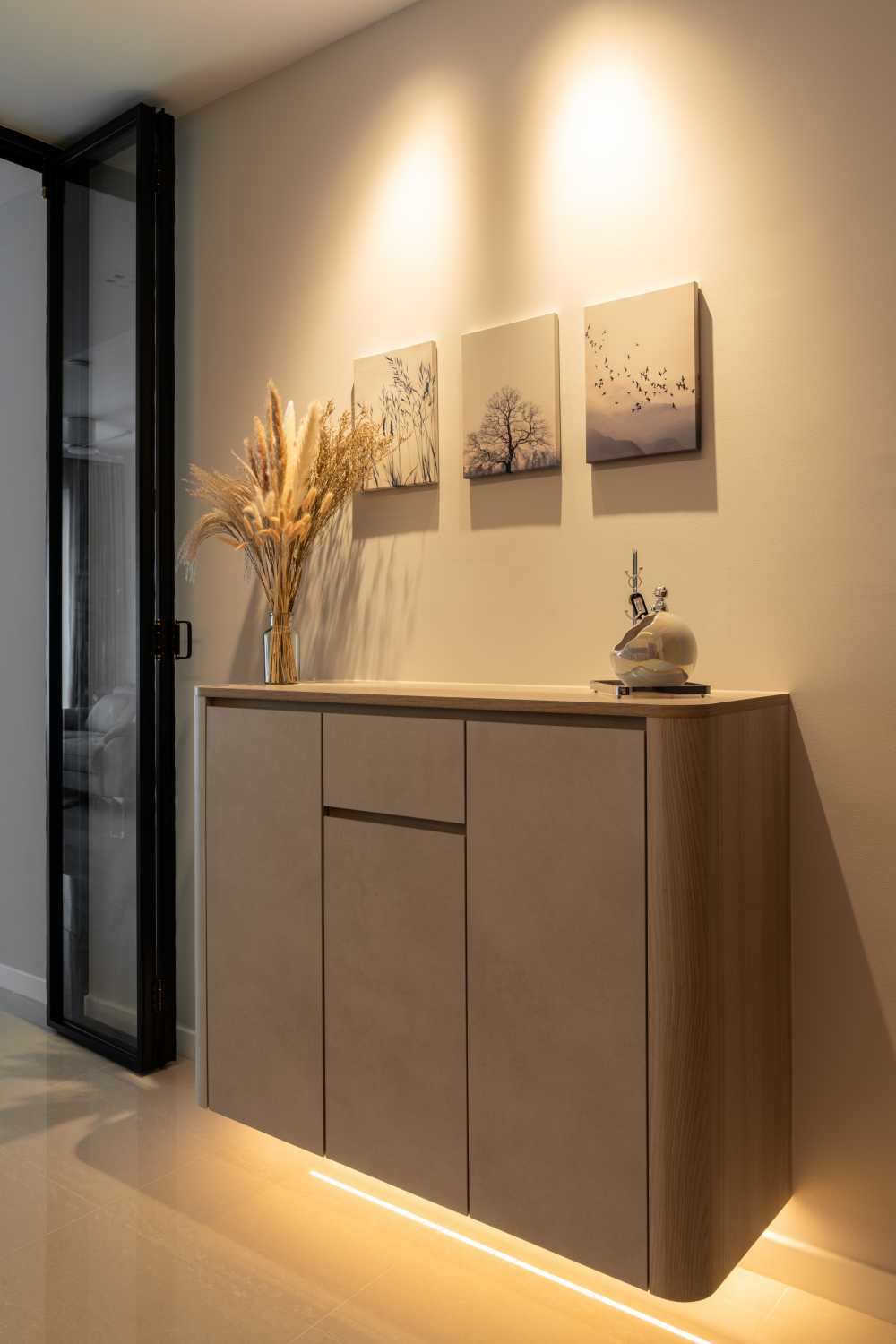 Minimalist Entryway with Shoe Rack and Small Storage