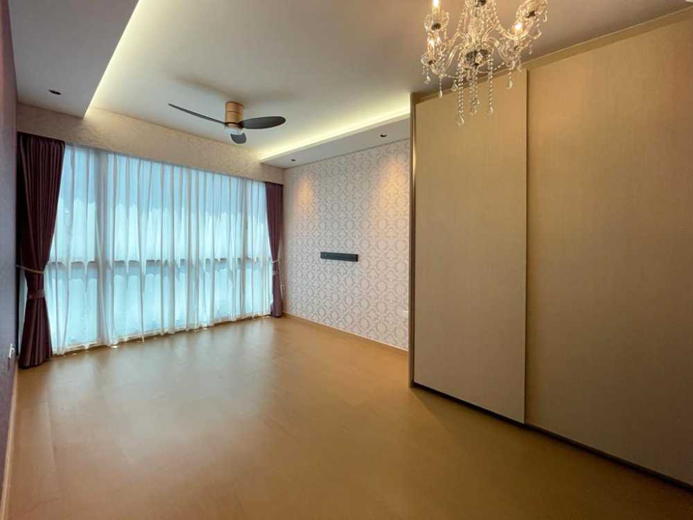 Scandinavian Bedroom with Parquet Floor and Ceiling Light