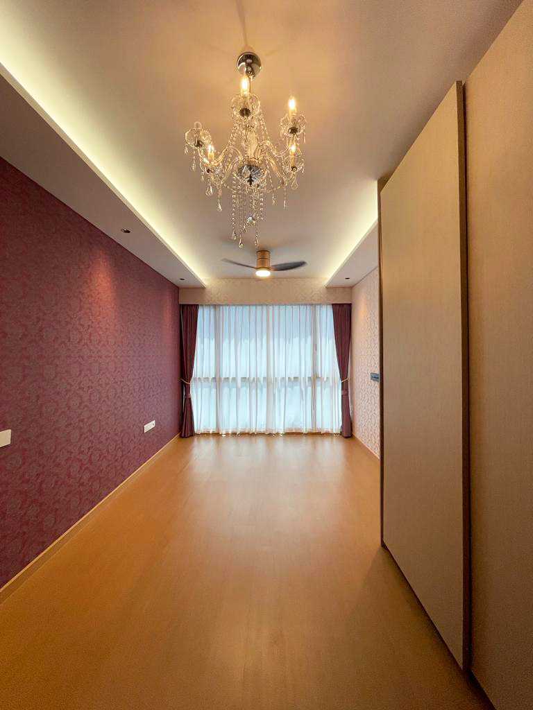 Scandinavian Bedroom with Parquet Floor and Ceiling Light