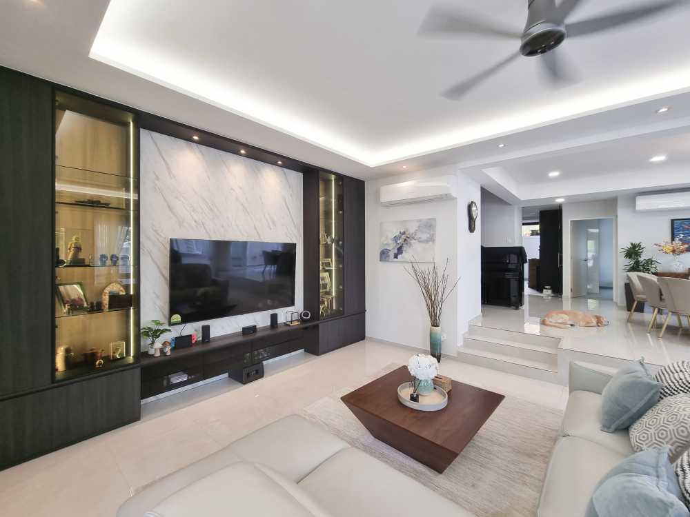 Scandinavian Living Room with Feature Wall and Sofa