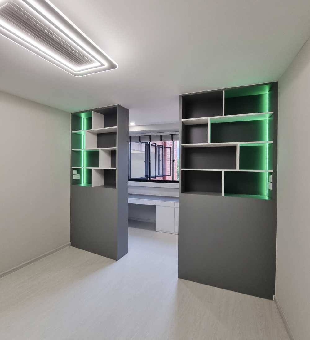 Scandinavian Bedroom with Cove Lighting and Ceiling Light