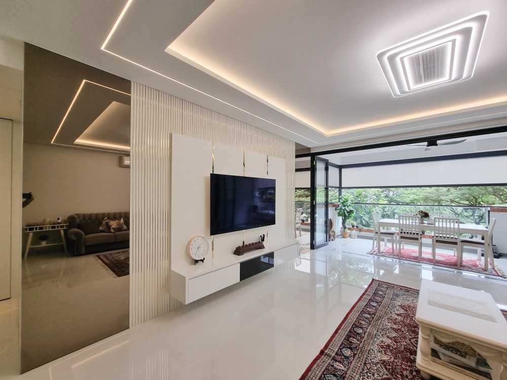 Scandinavian Living Room with Feature Wall and Sofa