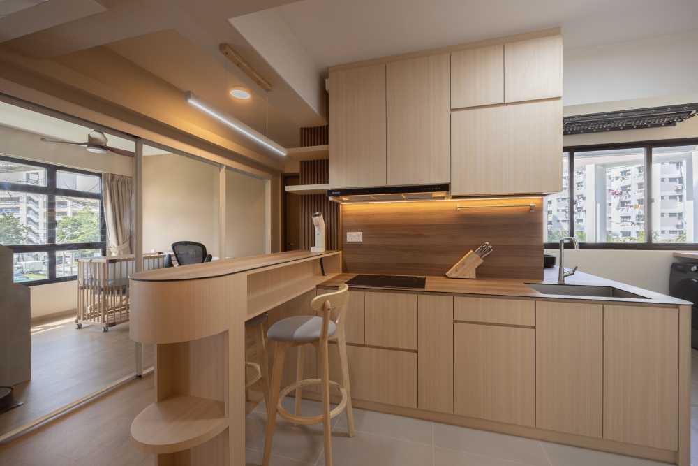 Scandinavian Kitchen with Countertop and Kitchen Window