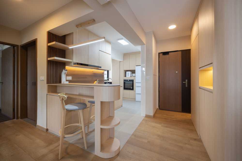 Scandinavian Kitchen with Countertop and Mosaic
