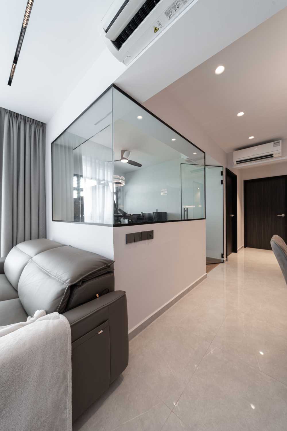 Modern Study with Glass Door and Downlights