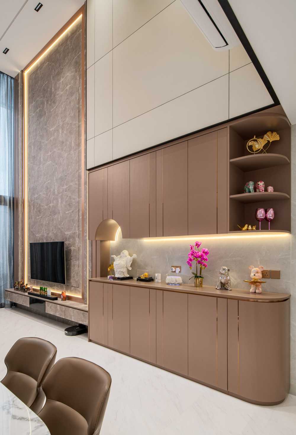 Modern Hallway with Small Storage and Wall Shelves