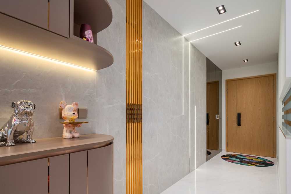 Modern Entryway with Mirror and Small Storage