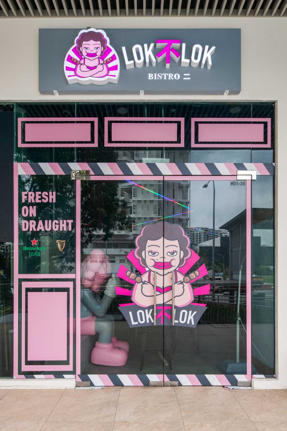 Contemporary Shopfront with Bay Window and Glass Door