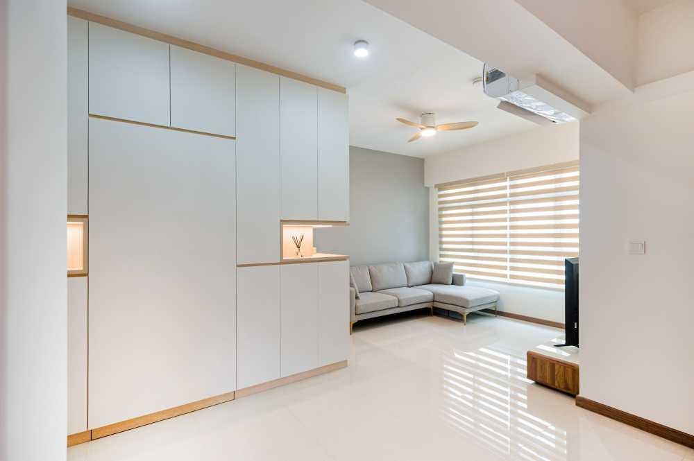Minimalist Foyer with Artwork and Console Table
