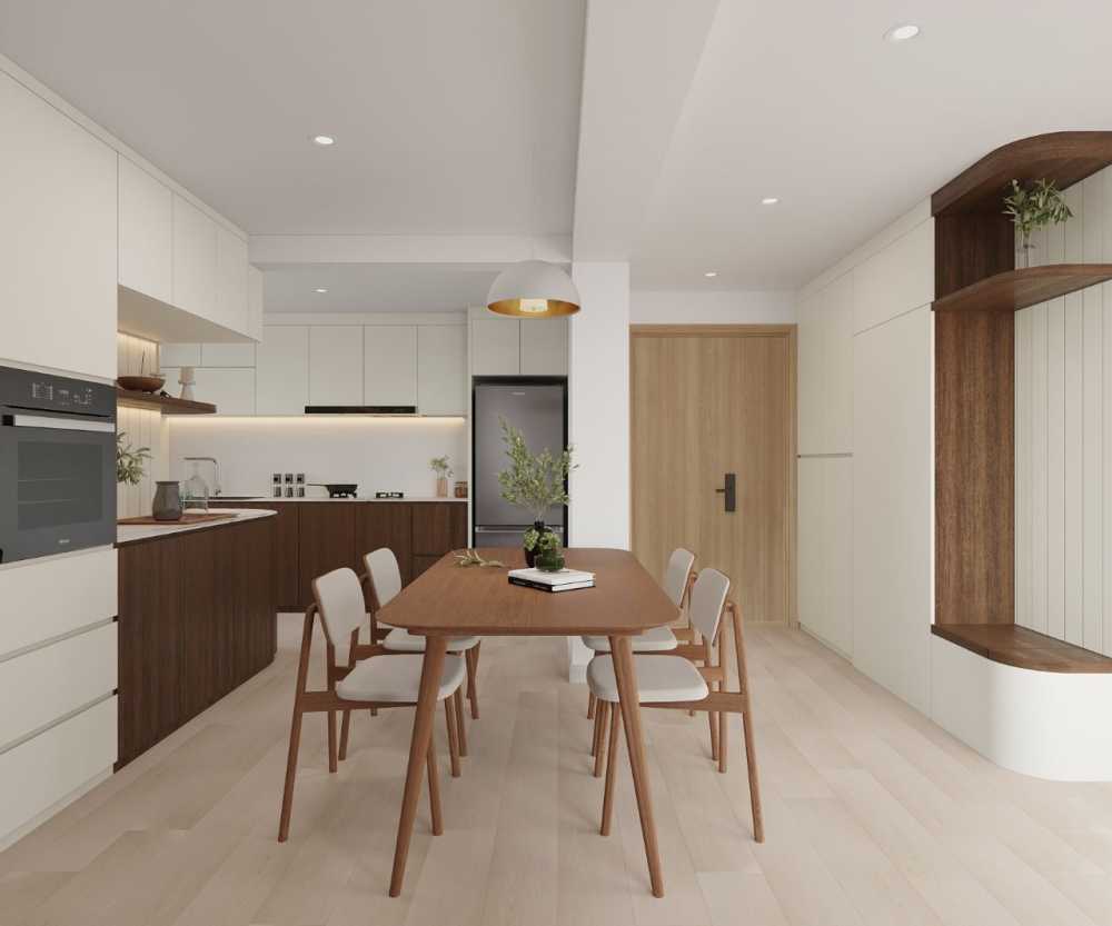 Contemporary Kitchen with Countertop and Vinyl Flooring