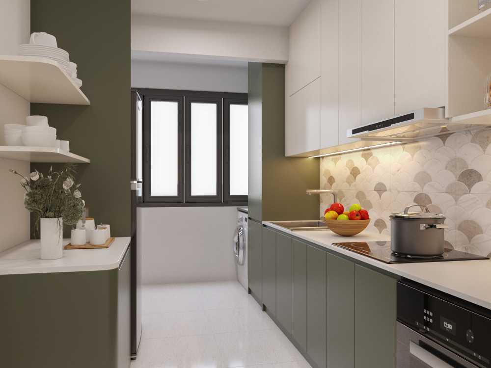 Scandinavian Kitchen with Countertop and Kitchen Window