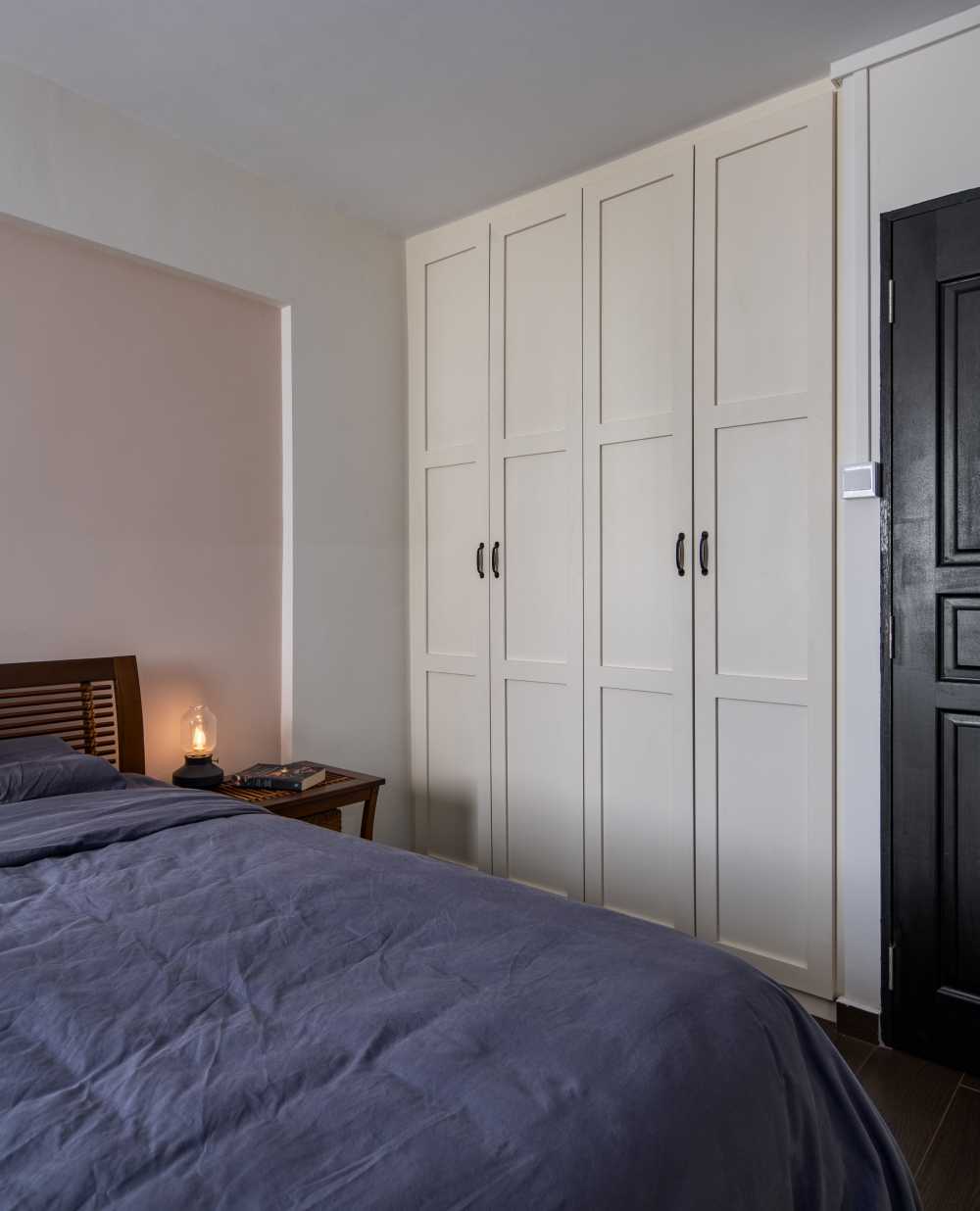 Country Bedroom with Wood Flooring and Wardrobe