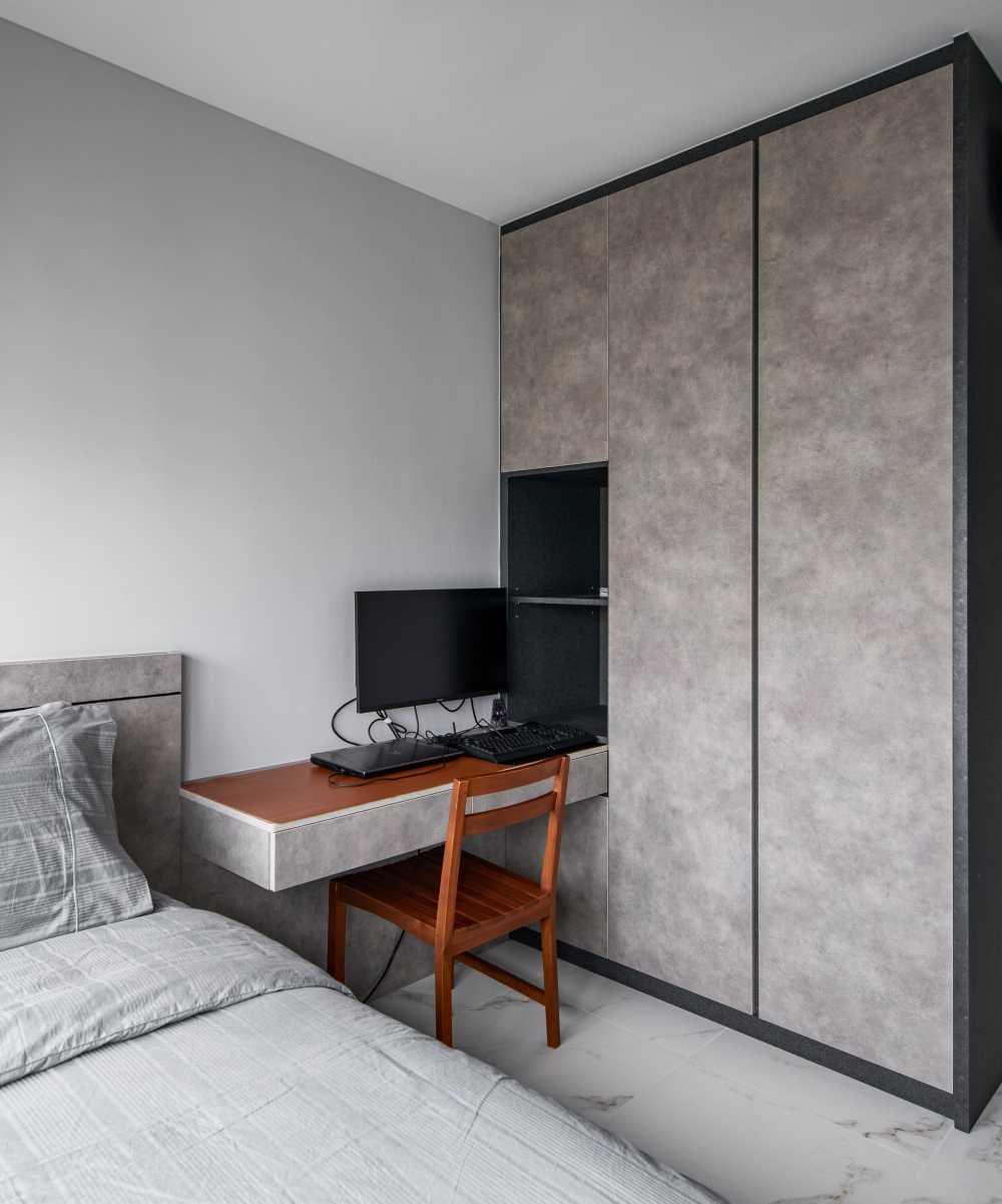Contemporary Bedroom with Wardrobe and Built-in Bed