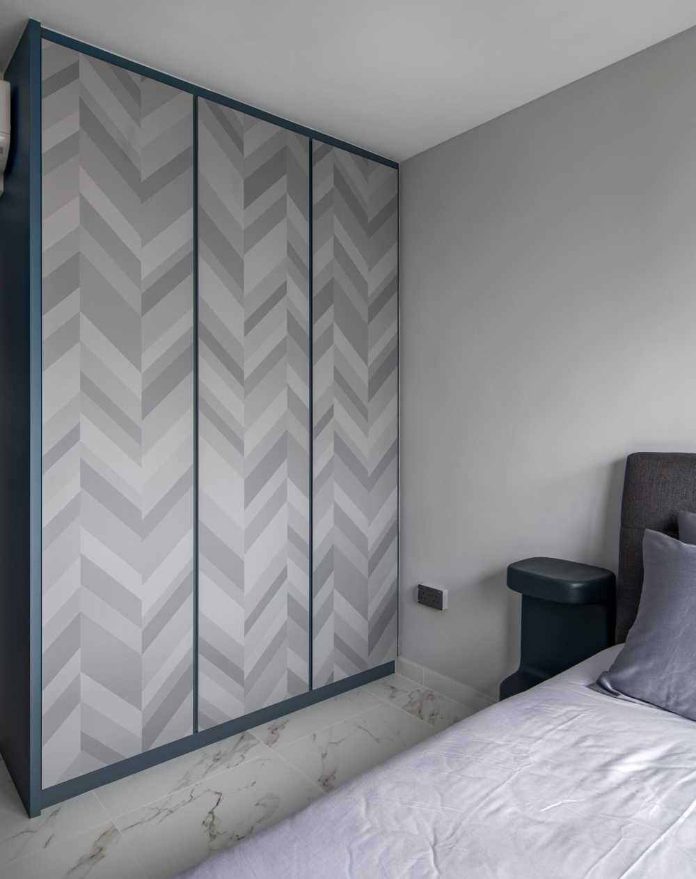 Contemporary Bedroom with Marble Floor and Wardrobe