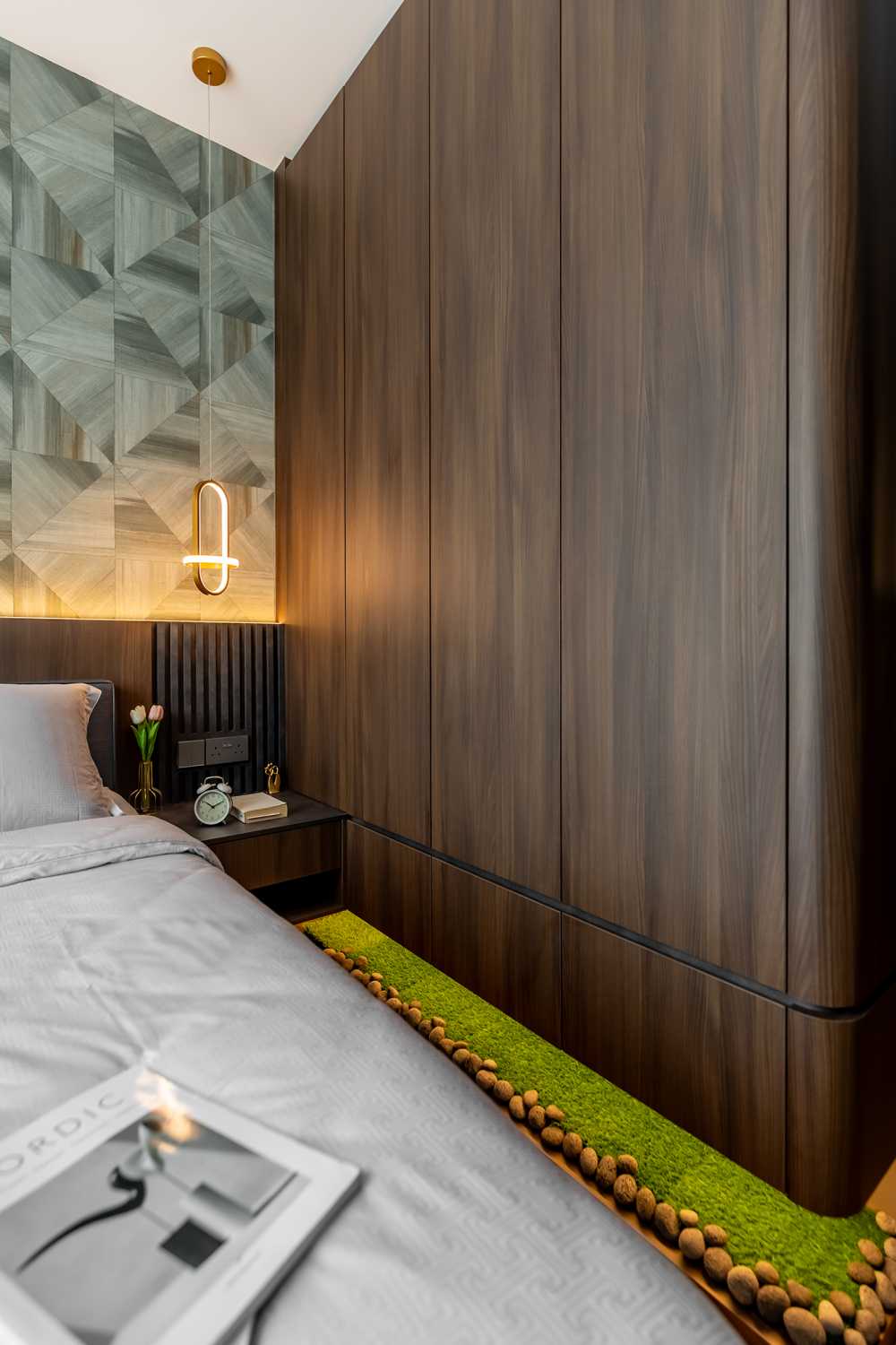 Contemporary Bedroom with Wardrobe and Bedside Table