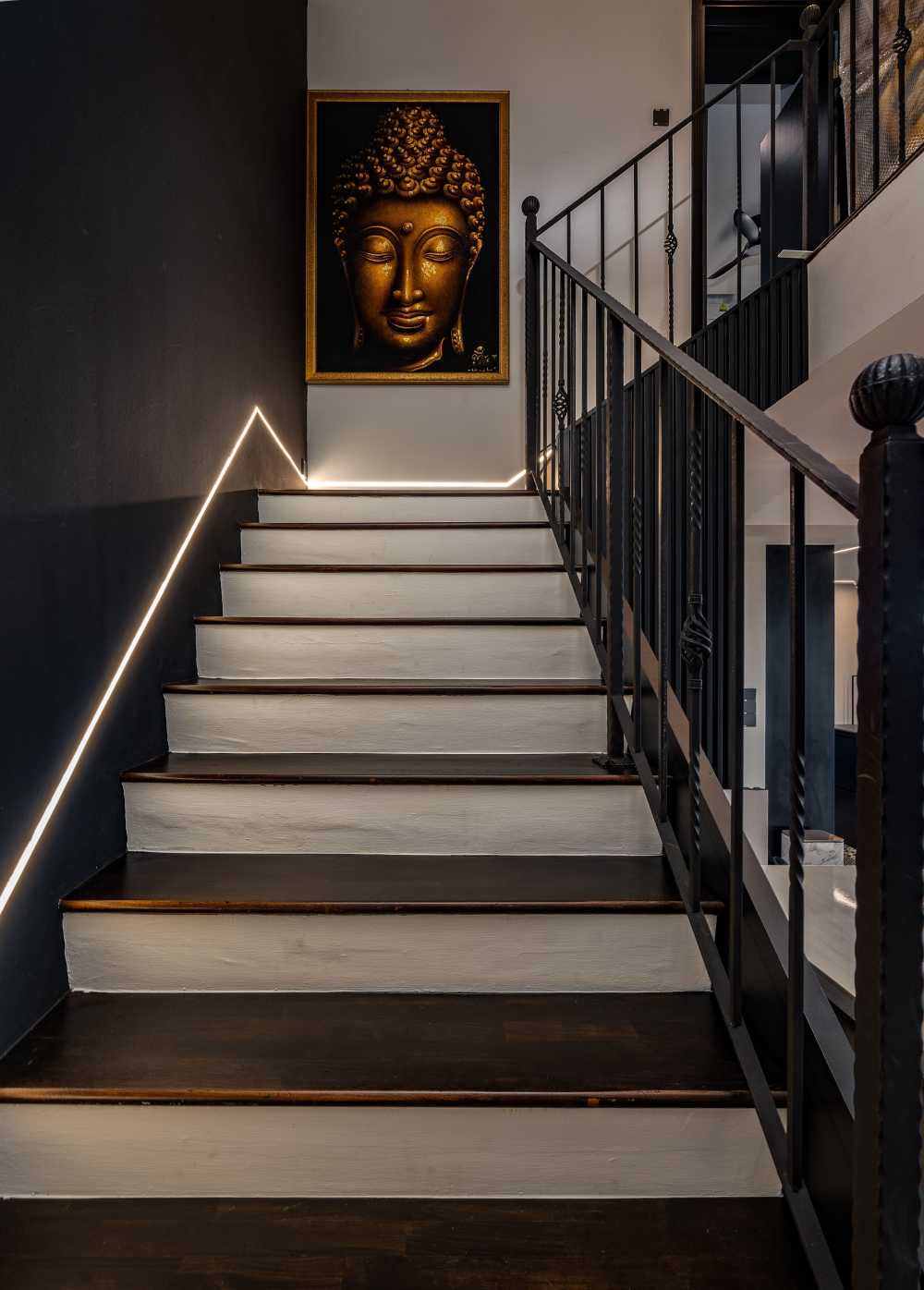 Modern Hallway with Artwork and Paintings