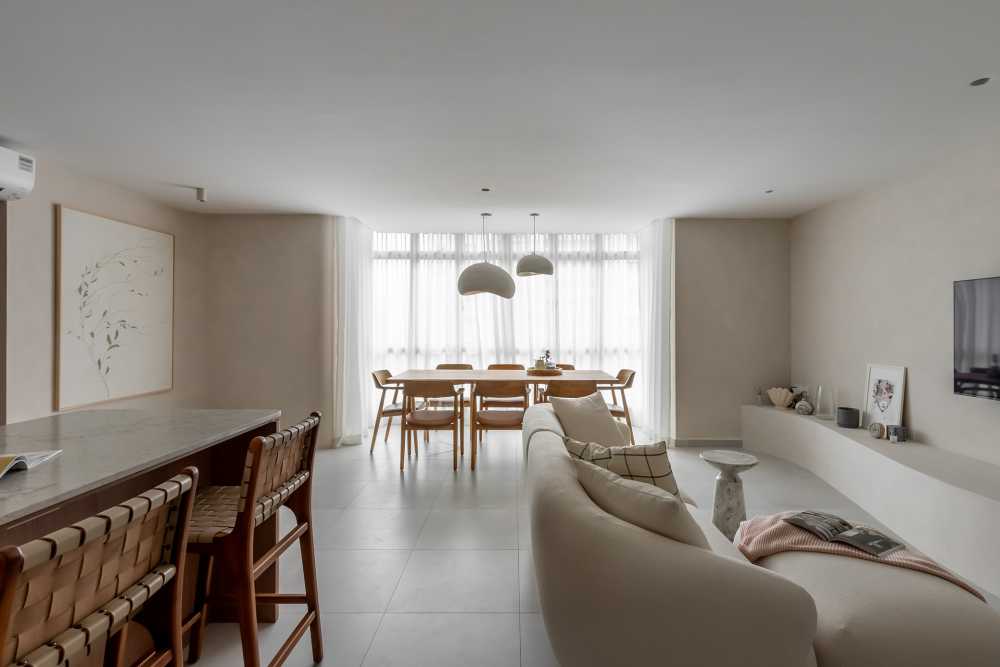 Modern Living Room with Ceiling Light and Sofa