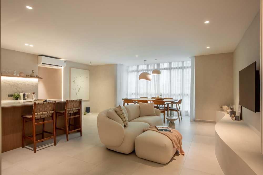 Modern Living Room with Ceiling Light and Sofa
