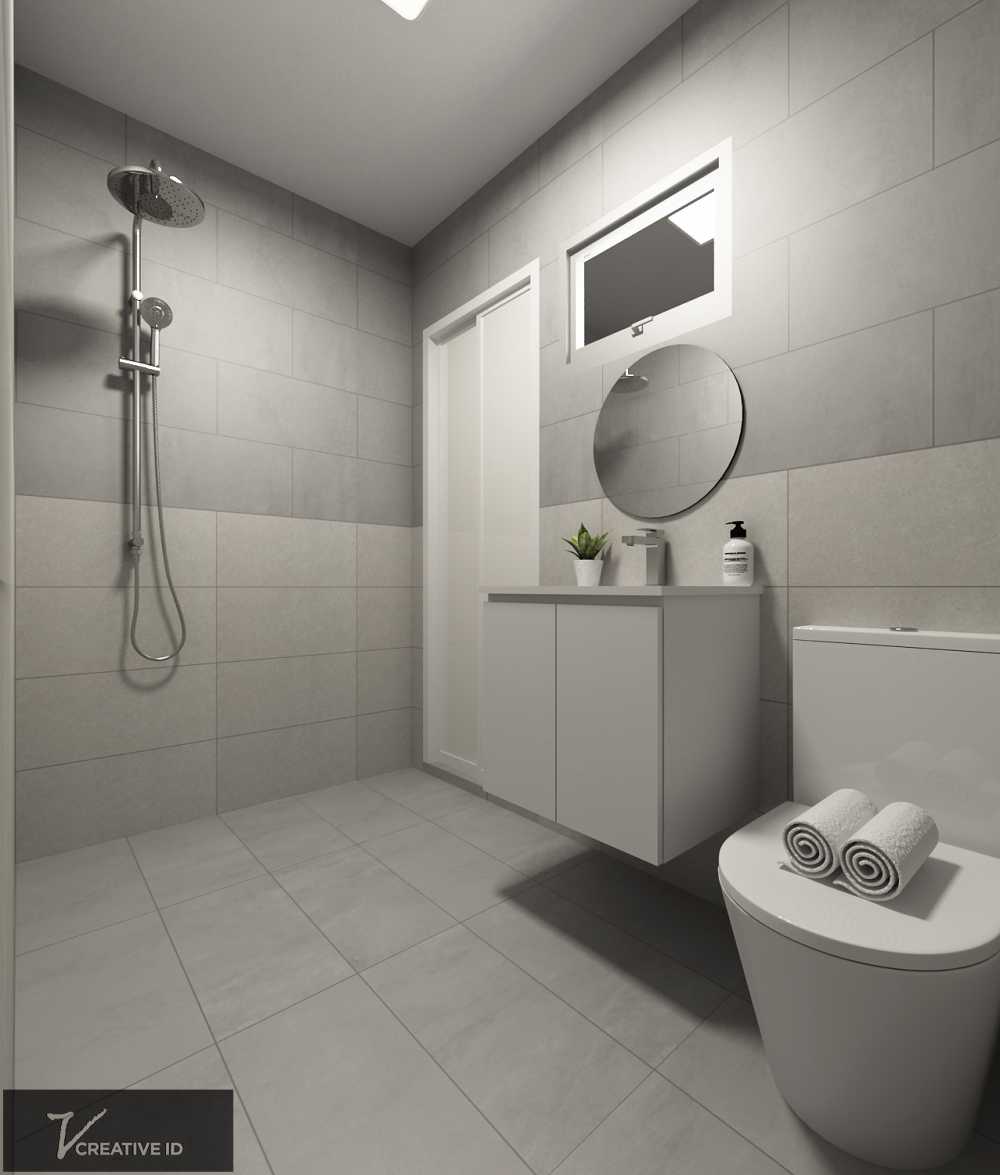 Scandinavian Bathroom with Countertop and Mirror
