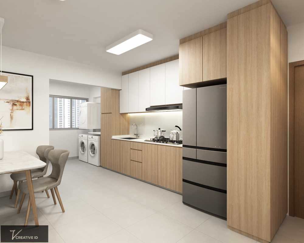 Scandinavian Kitchen with Countertop and Mosaic