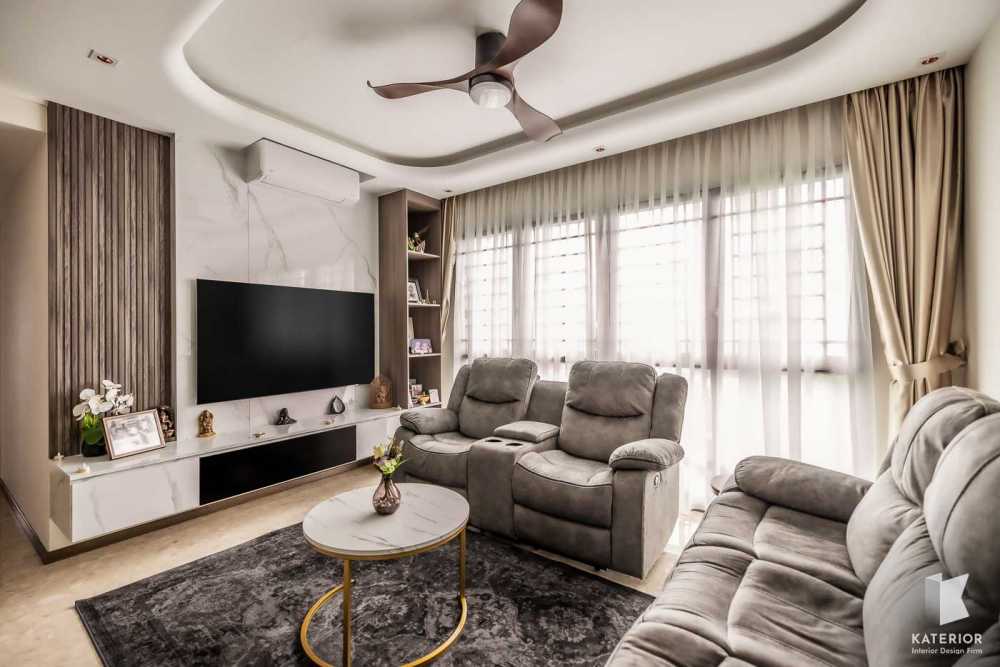 Modern Living Room with TV Console and Feature Wall