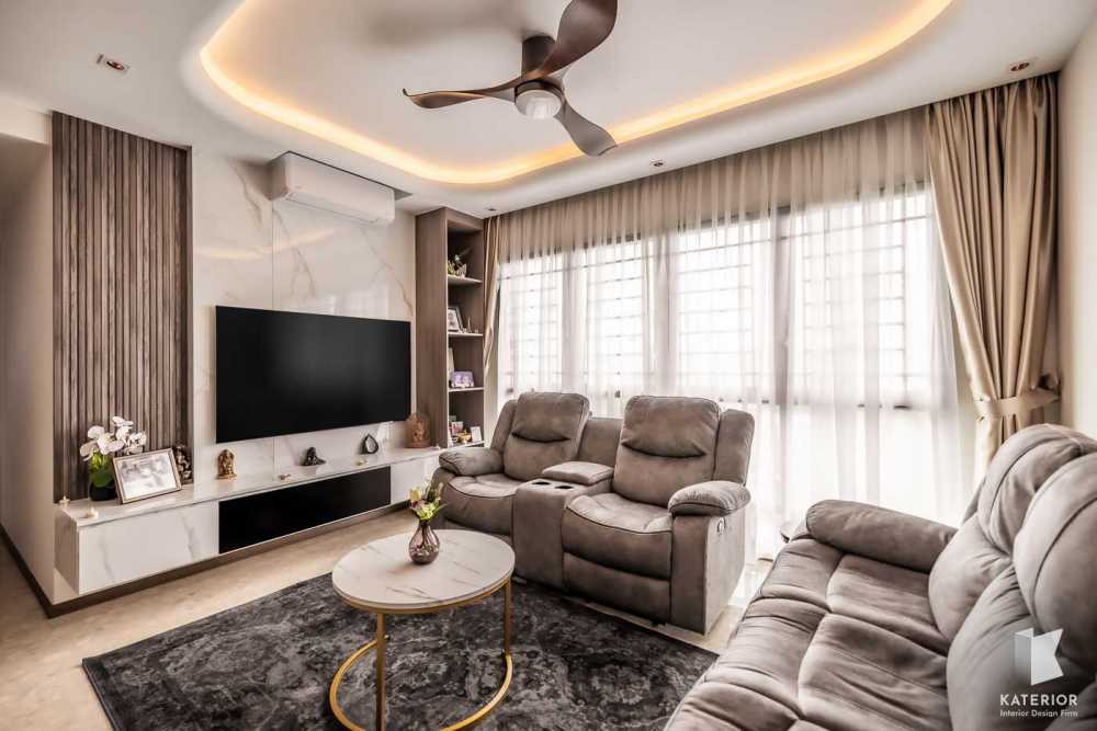 Modern Living Room with TV Console and Feature Wall