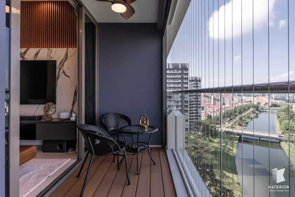 Country Balcony with Window Seat and Curtain