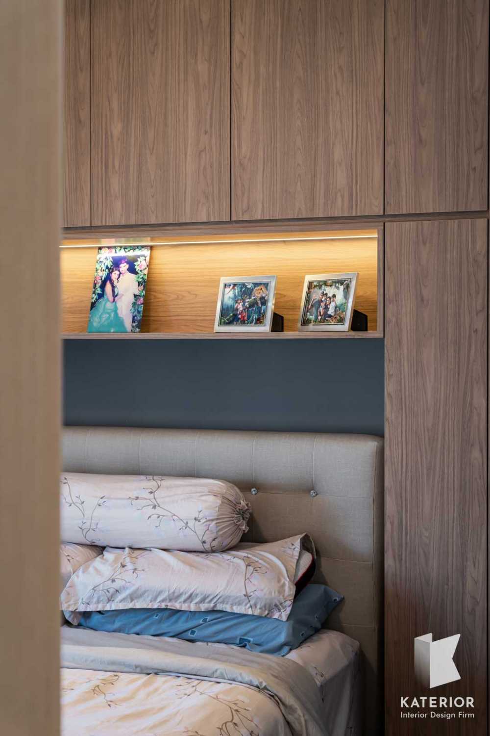 Country Bedroom with Parquet Floor and Storage Cabinets