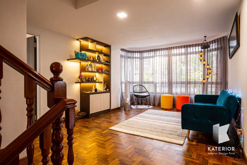 Country Hallway with Bookshelf and Artwork