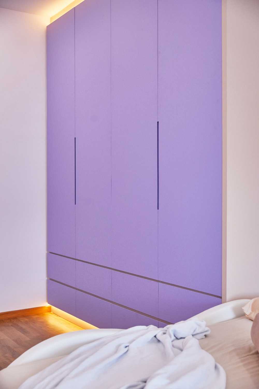 Minimalist Bedroom with Ceiling Light and Wardrobe
