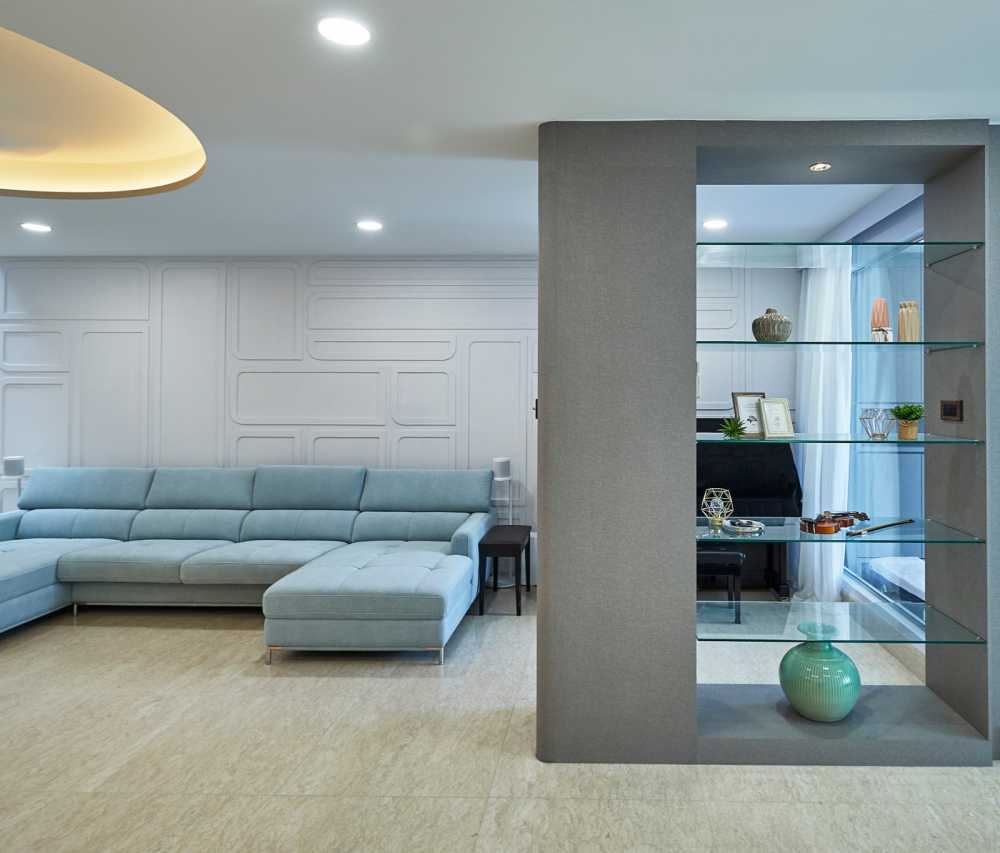 Minimalist Living Room with Feature Wall and Side Table