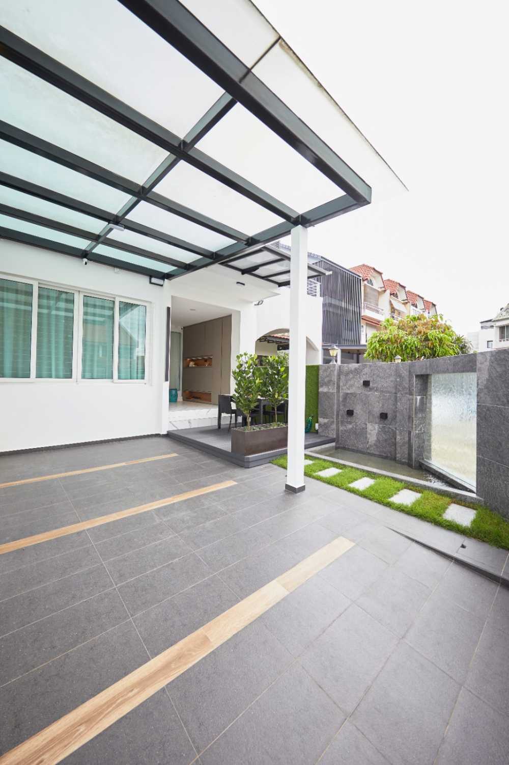 Minimalist Porch with Window Seat and Awning