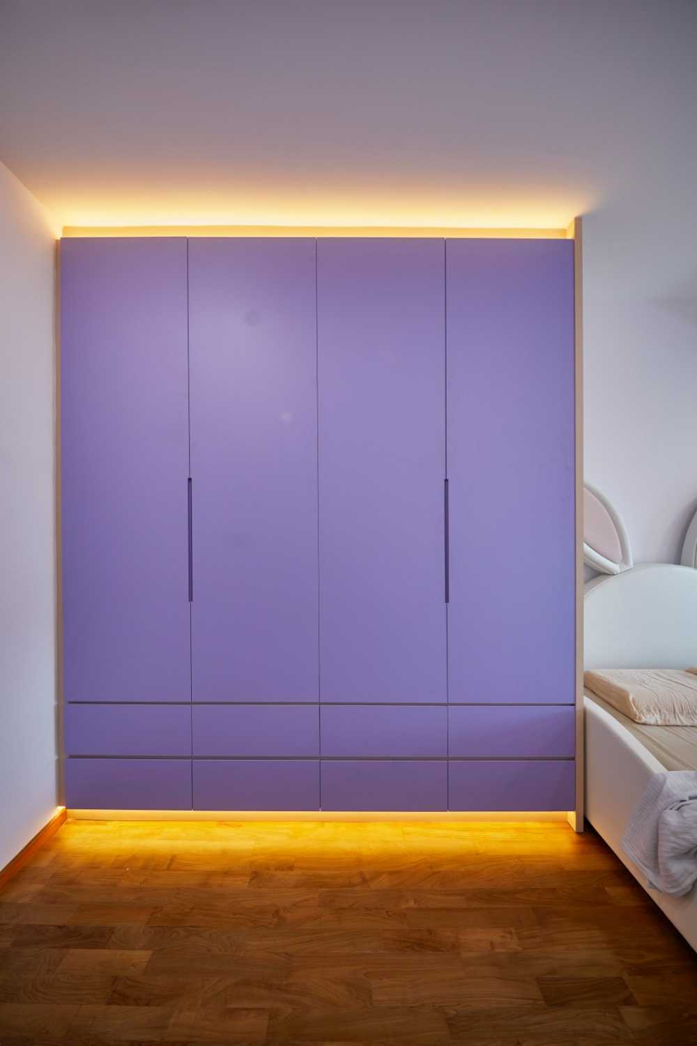 Minimalist Bedroom with Marble Floor and Roller Blinds