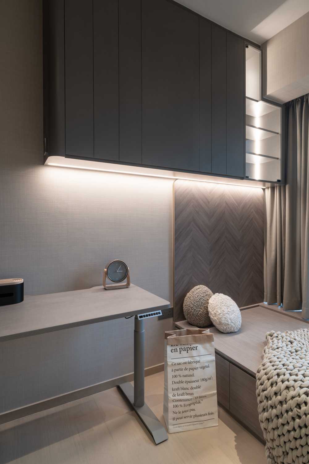 Contemporary Bedroom with Granite Floor and Marble Floor