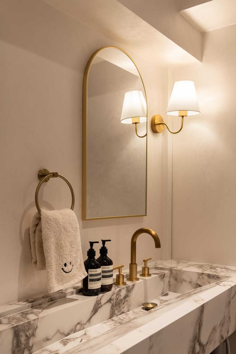 Minimalist Bathroom with Mirror and Bathroom Mirrors