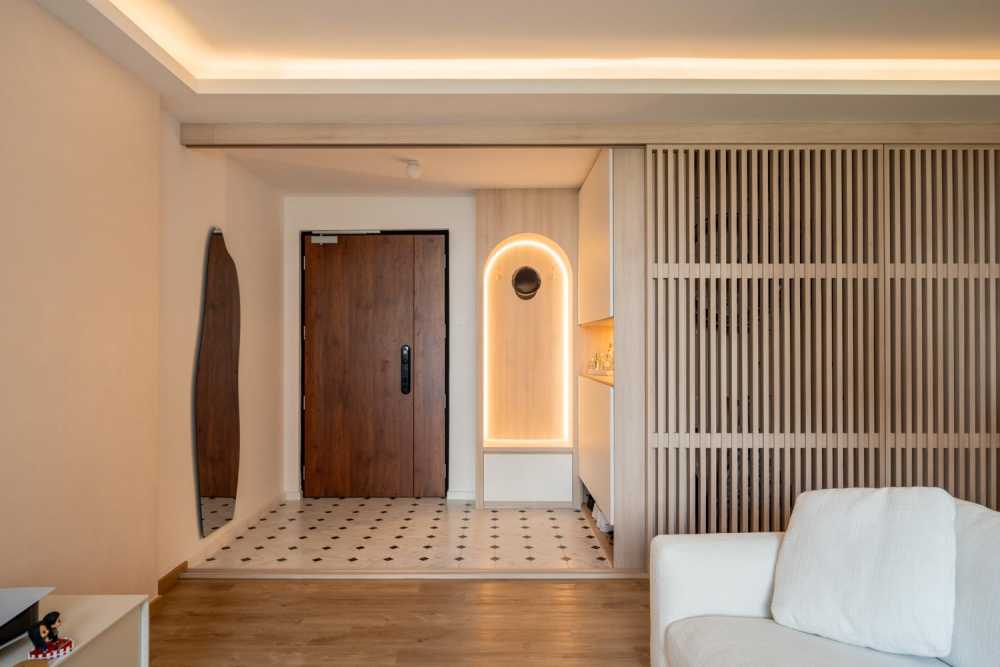 Minimalist Entryway with Shoe Rack and Small Storage