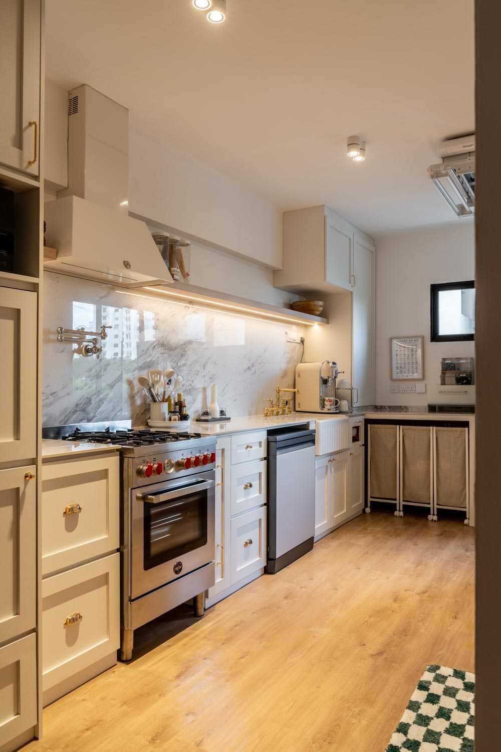 Minimalist Kitchen with Countertop and Vinyl Flooring